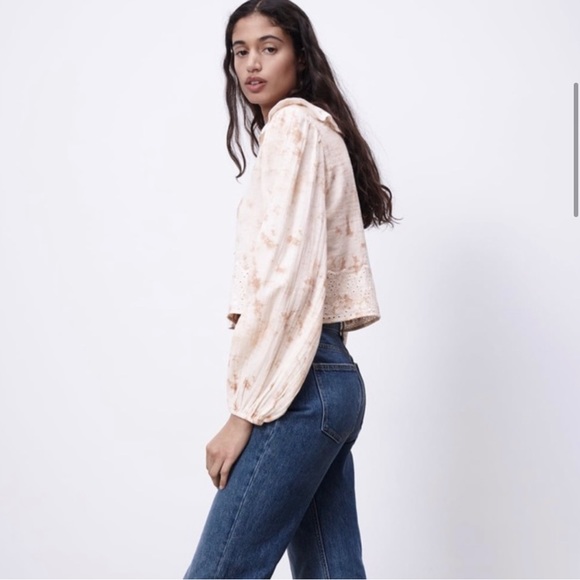 ZARA ECRU TIE DYE CROP TOP - Picture 2 of 11